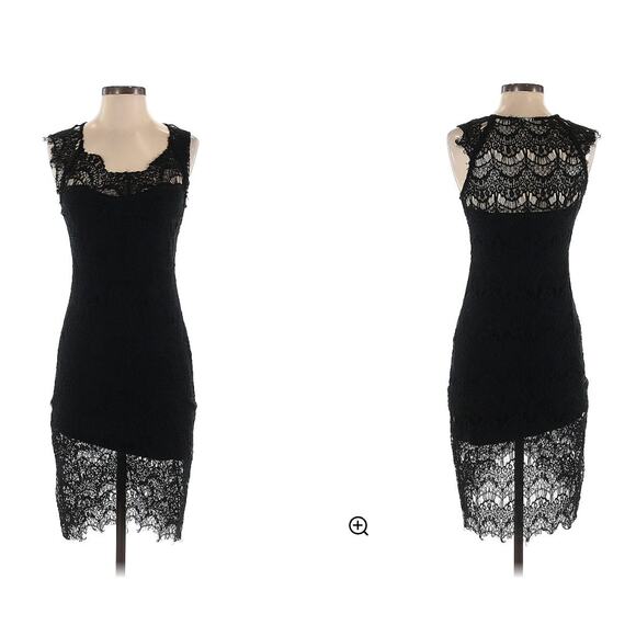 Intimately FREE PEOPLE Black Sheath Dress Cotton Floral Lace Square X-Small NEW - Picture 1 of 12